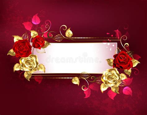 Rectangular Banner With Red Roses Stock Vector Illustration Of Chic