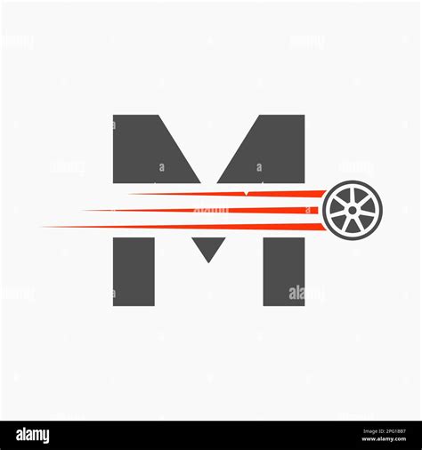 Sport Car Letter M Automotive Logo Concept With Transport Tyre Icon