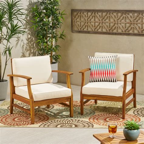 The economy is tough and watching our dollar is more important than ever. Outdoor Teak Finished Acacia Wood Club Chairs with Cushions, Cream - Walmart.com - Walmart.com