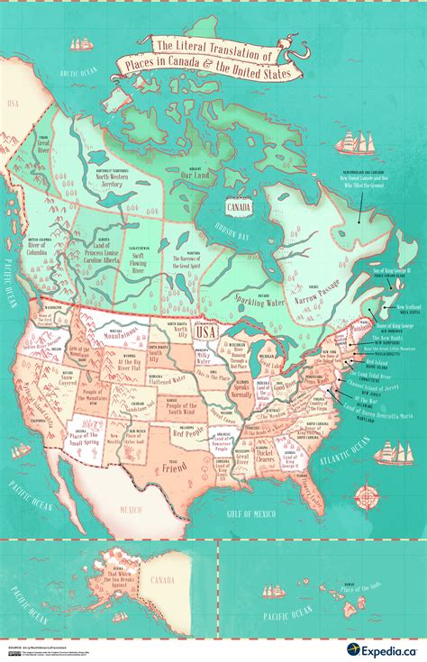 The Literal Translation Of Places In The United States And Canada