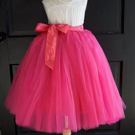 Hot Pink High Quality 7 Layers 65cm Tulle Skirt Fashion Tutu Skirts