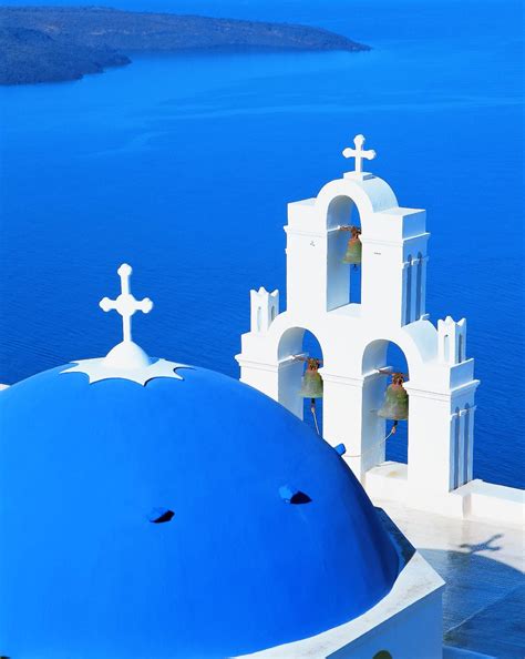 Santorini Blue Roof Greek Blue Blue Roof Sun Holidays Visiting