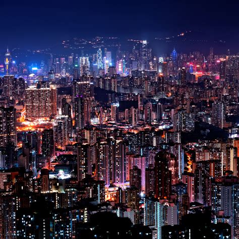 Download Wallpaper Hong Kong Night Lights 2224x2224
