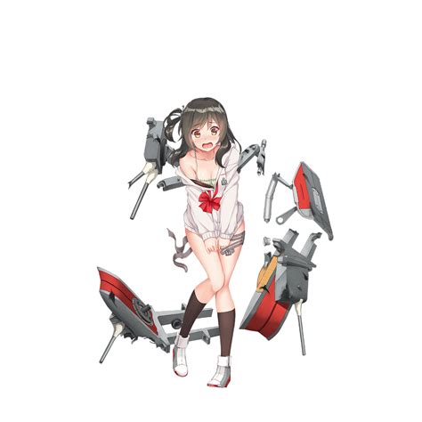 Zi Se Kumano Warship Girls R Warship Girls R Official Art 1girl Anchor Bare Legs Black