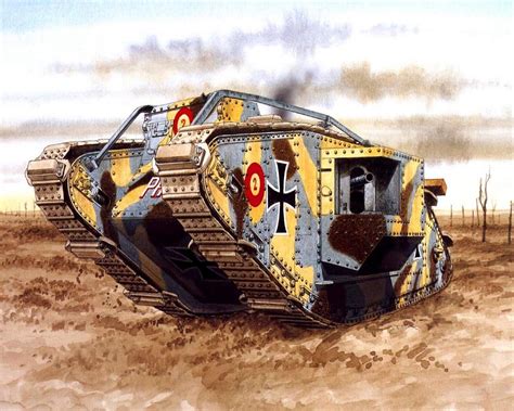 Photo Tanks Captured Mk Iv Tank Painting Art Army