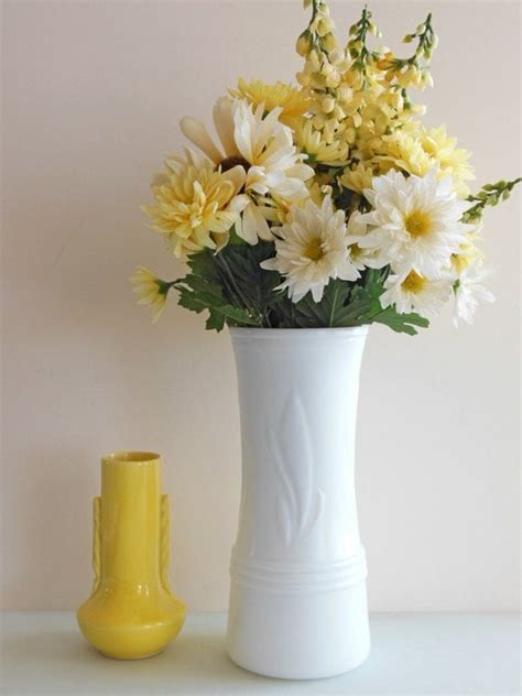 Extra Large Milk Glass Vase 9 Inch White Wide Mouth Vase