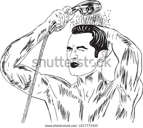 Man Taking Shower Bathroom Outline Vector Stock Vector Royalty Free 2217775435 Shutterstock