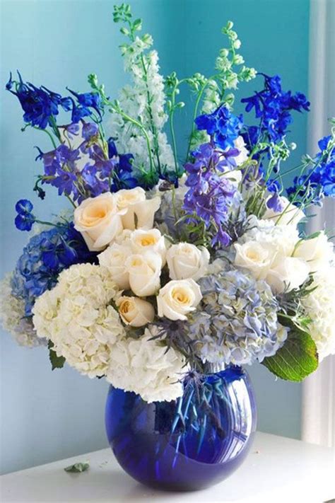Blue Flower Arrangements Flower Vase Arrangements Flower Centerpieces