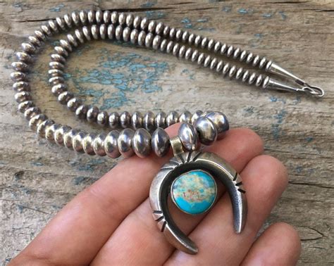Turquoise Naja Pendant With Silver Bead Chain Necklace For Women