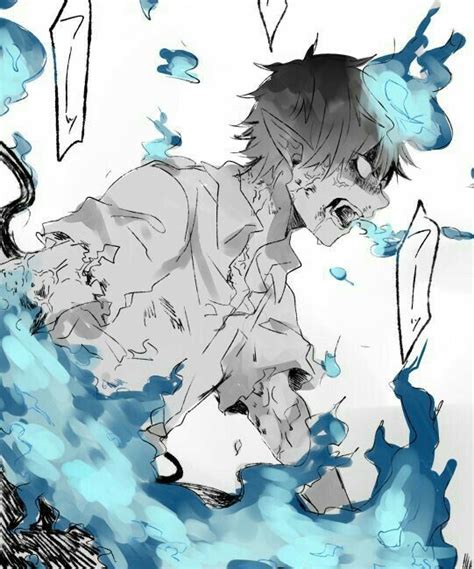 Okumura Rin Blue Flames Flames Of Satan Angry Text Cool Blue
