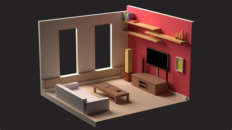 Low Poly Living Room Model Low Poly Cgtrader