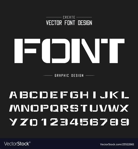 Tech Bold Font And Alphabet Technology Design Vector Image