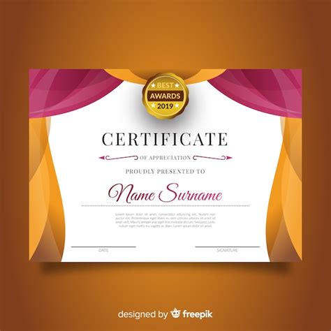 Creative Certificate Template With Golden Elements Free Vector