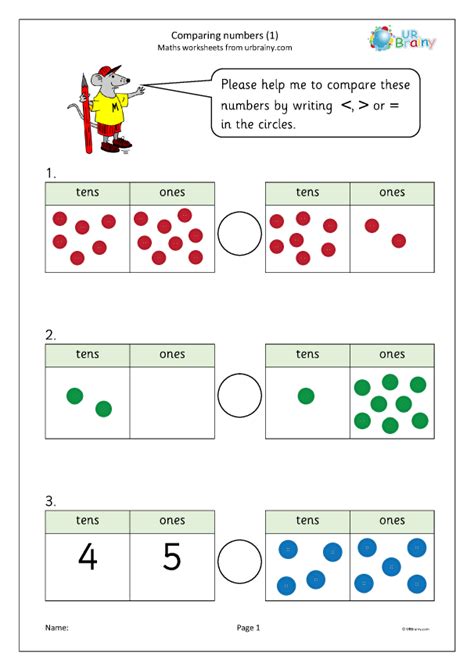 Comparing Numbers Worksheets Year 1