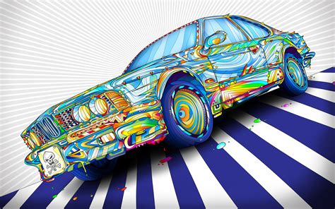 Abstract Colored Car Artistic Car