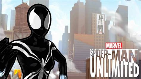 What are all the spiderman suits? Spider-Man Unlimited: Black Suit Spider-Girl Gameplay ...