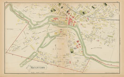 Watertown Massachusetts 1889 Map Replica Or Genuine Original