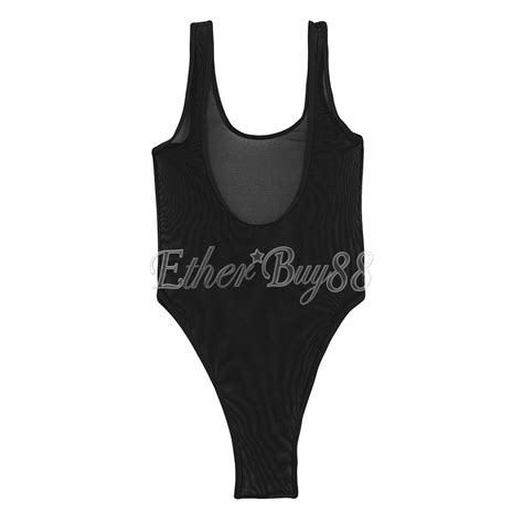 sexy women s lingerie one piece swimwear high cut sheer leotard thong bodysuit ebay