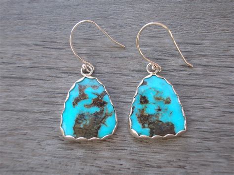 Natural Arizona Turquoise Earrings Sterling Silver Etsy Canada