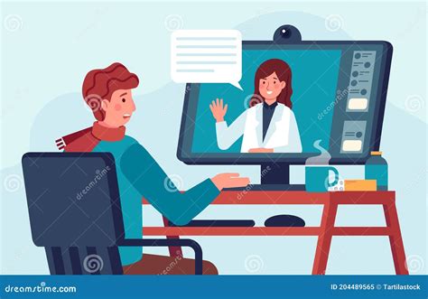 Telehealth Doctor Consultation Patient Talks With Medic On Computer
