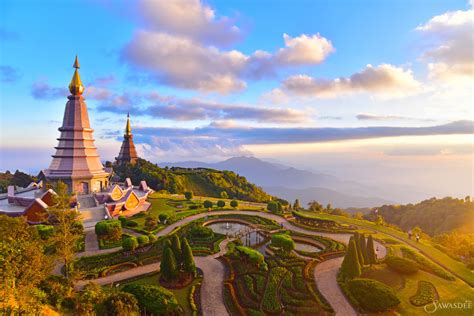 The great pagoda on the highest mountain in Thailand (Doi ...