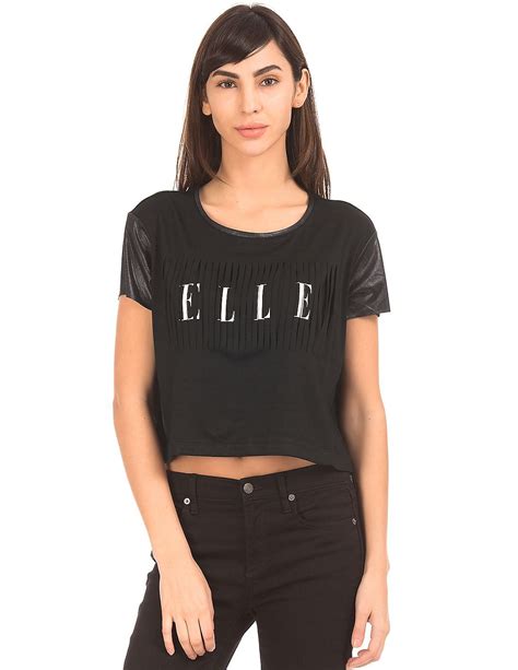 Buy Elle Women Brand Print Crop Top