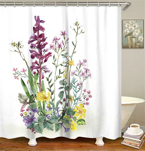 Beautiful Floral Farmhouse Rustic Watercolor Colorful Fabric Shower