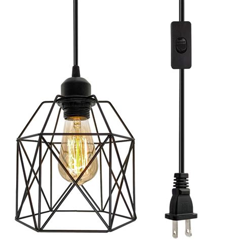 Buy Industrial Plug In Pendant Light Black Cage Pendant Light Fixture