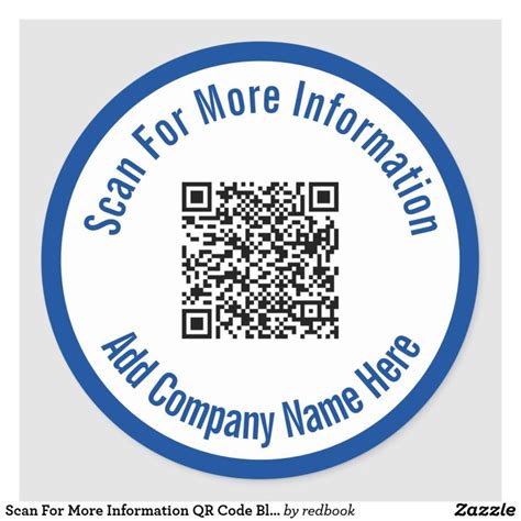 Scan For More Information QR Code Blue And White Classic Round Sticker