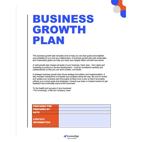 Downloadable Growth Business Plan Template Invoice2go