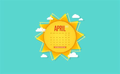 2022 April Calendar Creative Sun Paper Art Background With The Sun