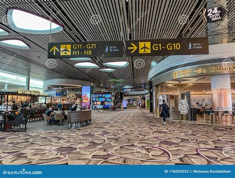 Interior Of Departure Terminal Of Changi Airport Editorial Stock Photo