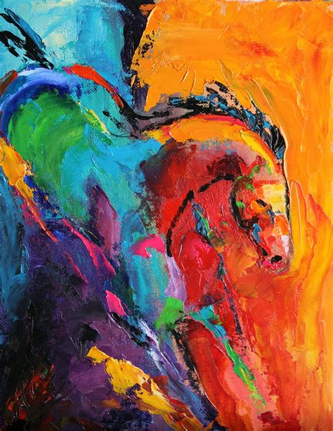 Daily Painters Abstract Gallery Descent Contemporary Horse Painting By