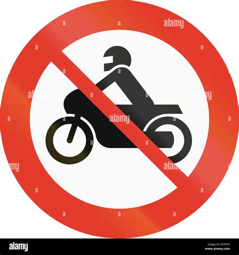 Norwegian Regulatory Road Sign No Motorcycles Stock Photo Alamy
