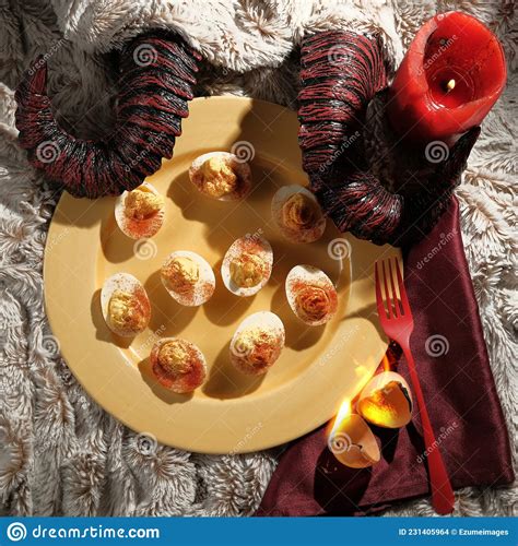 Satan Deviled Eggs Stock Photo Image Of Horns Frightening 231405964