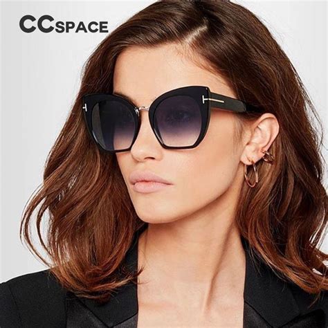 ccspace lady oversized sunglasses for women cat eye brand designer glasses fashion rivet t