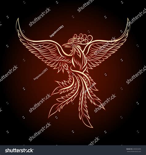 Phoenix Emblem Drawn Tattoo Style