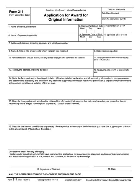 Besides, you can print the w4 form 2020 directly from the website, which will save you a lot of time. 2007 Form IRS 211 Fill Online, Printable, Fillable, Blank ...