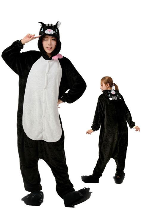 Great funny gift idea or treat yourself as a cat lover! Black Cat Kigurumi Onesie Pajamas Soft Flannel Unisex ...