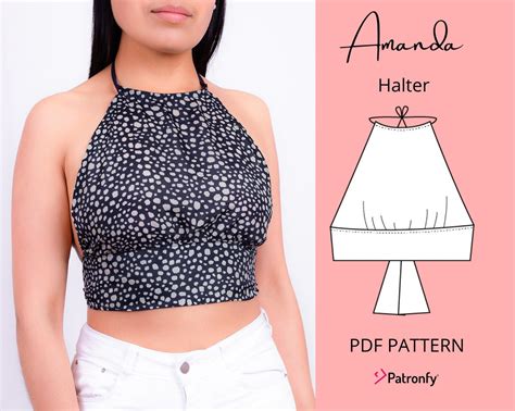 Pdf Halter Crop Top Sewing Pattern Digital Pattern Amanda Etsy