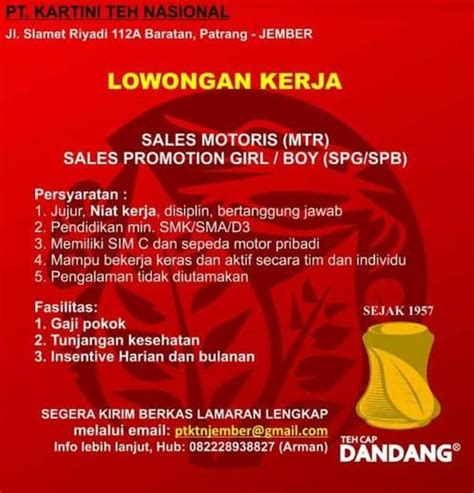 Lowongan kerja terbaru di jember. Sales Motoris, SPG dan SPB Jember | AtmaGo
