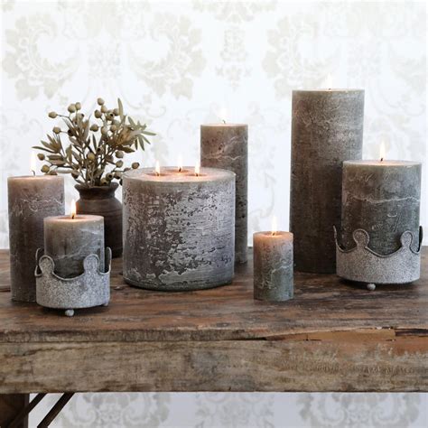 New Rustic Pillar Candles In Four Colours
