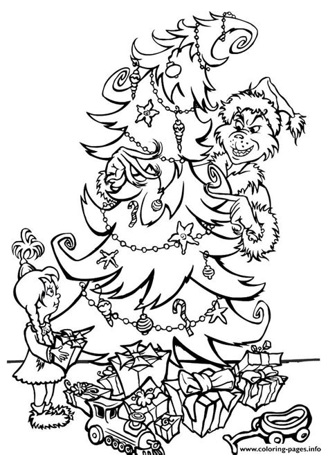 grinch christmas tree coloring pages printable