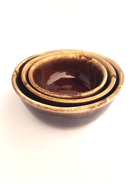 Mccoy Nesting Bowls Brown Drip Set Of 3 Etsy Nesting Bowls Bowl