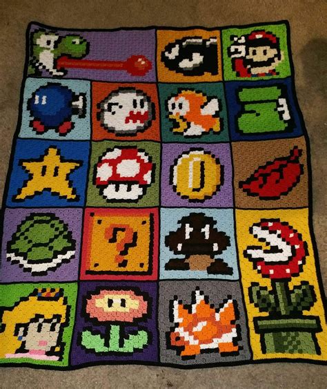 My Sister Crocheted This Old School Mario Blanket Crochet Geek Mario
