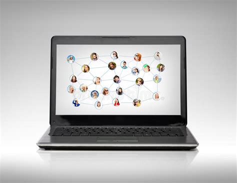 Laptop Computer With Social Network On Screen Stock Illustration