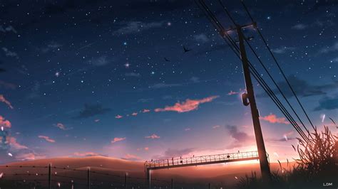 Download Subtle Anime Dazzling Starry Sky Scene Wallpaper