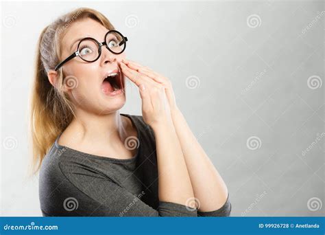 Scared Girl In Glasses Stock Photo Image Of Threat 99926728