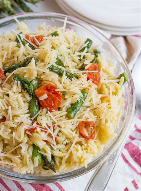 Lemon Butter Orzo With Roasted Asparagus And Tomatoes