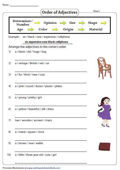 Adjective Worksheets | Adjective worksheet, Order of adjectives, Adjectives